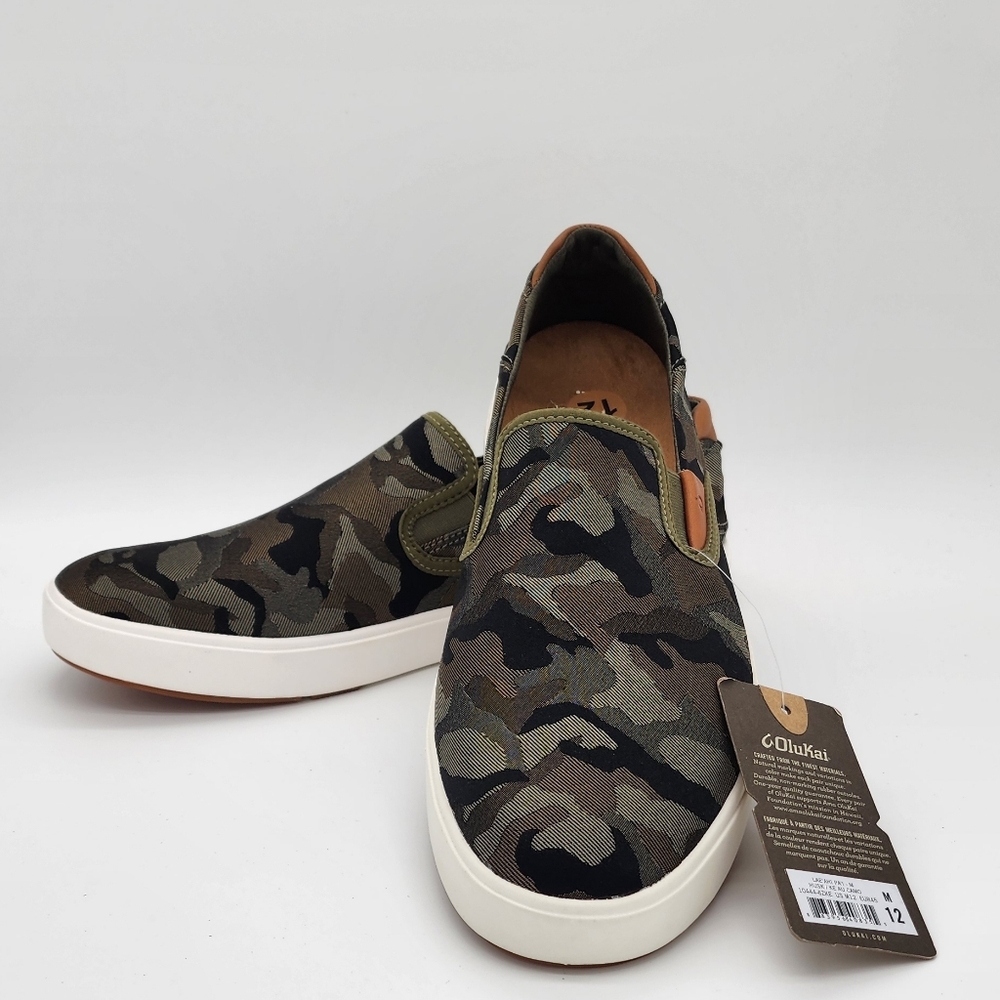 OluKai Men's Gray Camo Slip-On Loafers - Picture 8 of 14